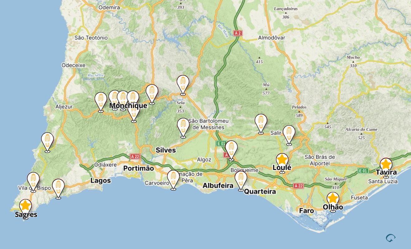 Kaart Actief Overwinteren in de Algarve Portimao