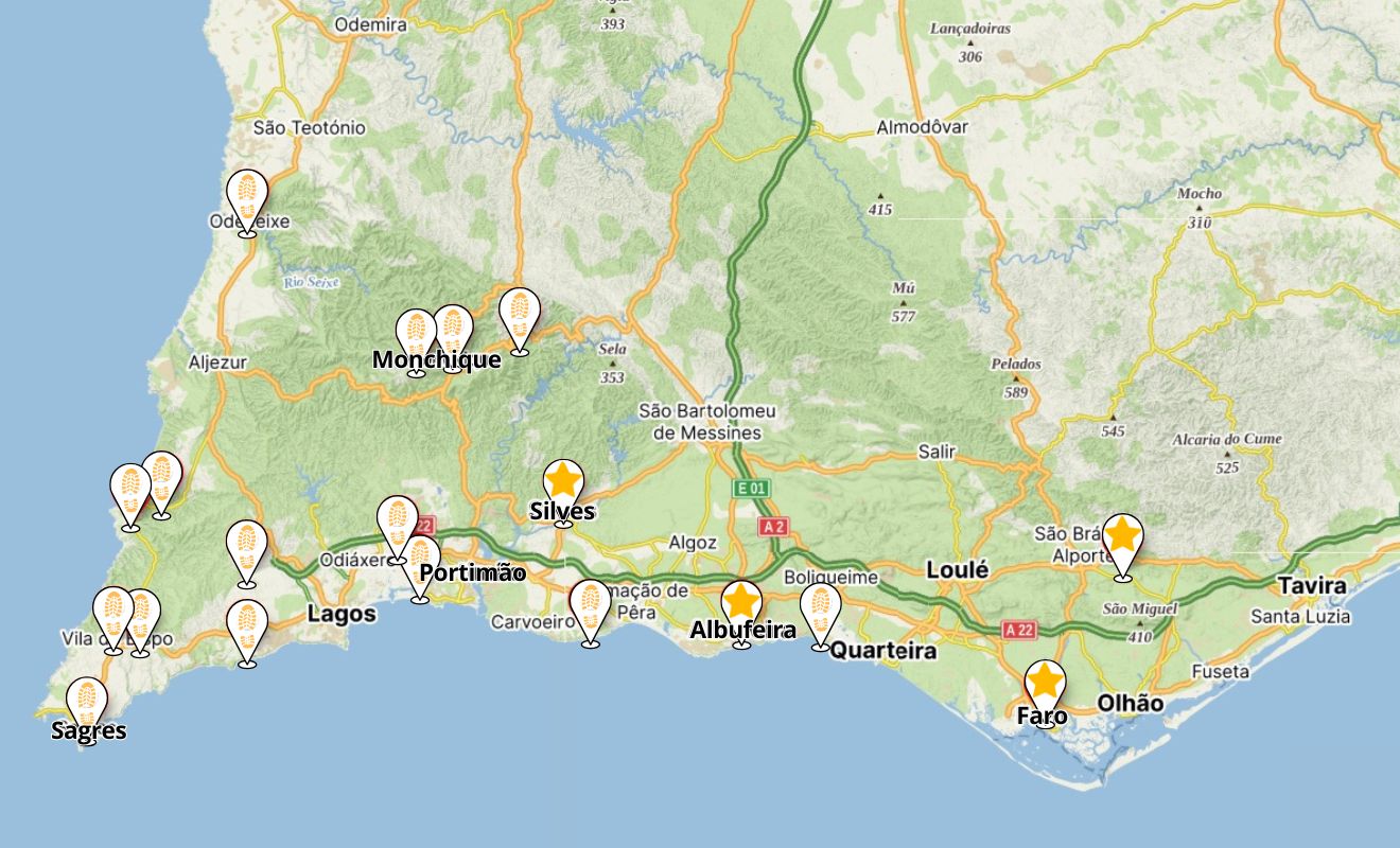 Kaart Actief Overwinteren in de Algarve